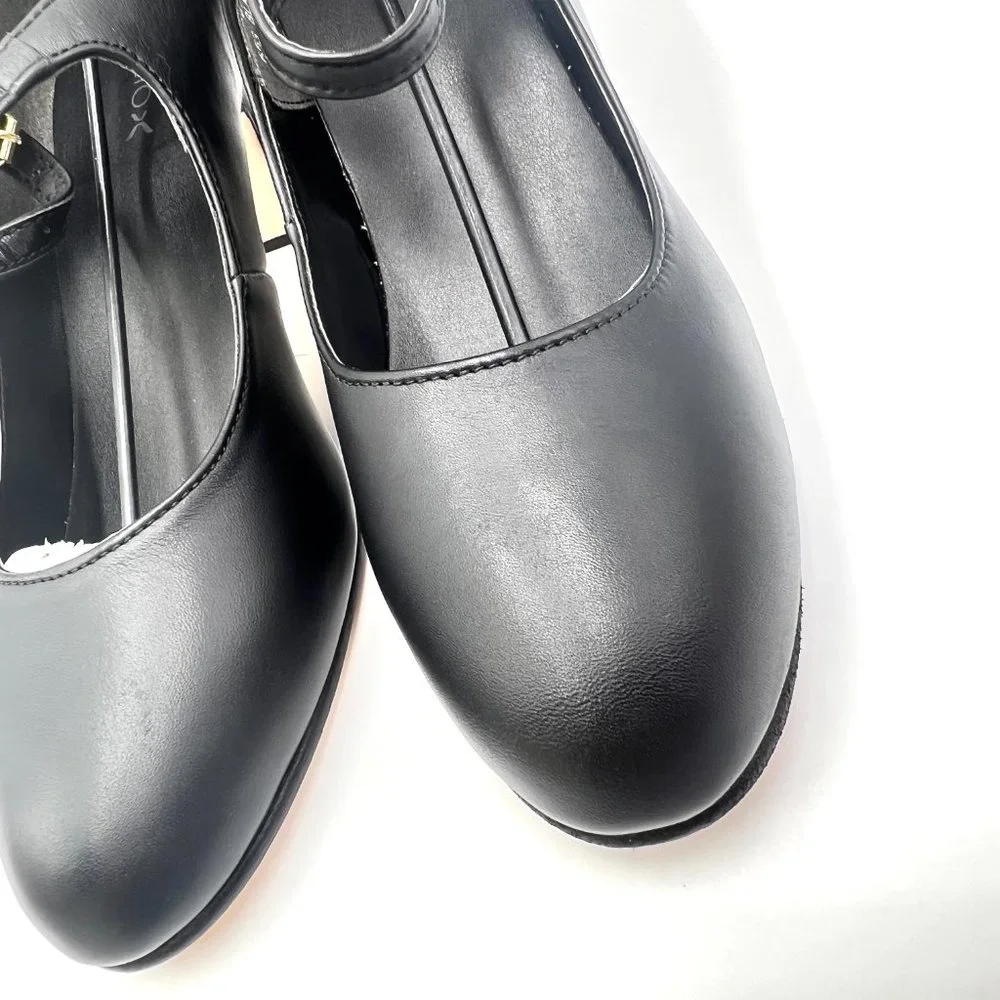 Capezio 653 Womens Size 9.5 Manhattan Character‎ Black Leather Dance Shoes Heels
